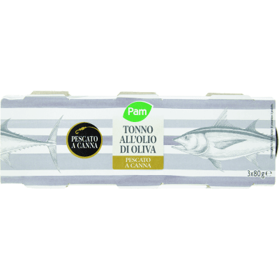 PAM Tonno all'Olio di Oliva Pescato a Canna 3 x 80 g