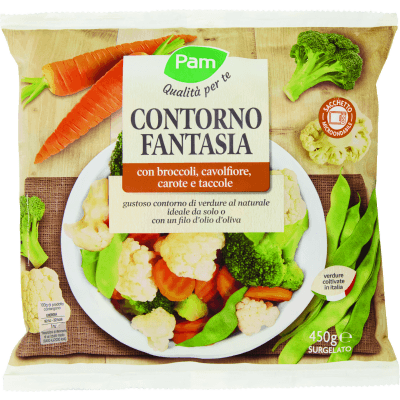 PAM Qualità per te Contorno Fantasia con broccoli, cavolfiore, carote e taccole Surgelato 450 g