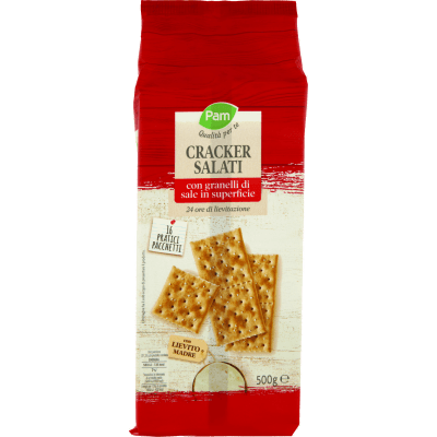 PAM Qualità per te Cracker Salati con granelli di sale in superficie 16 x 31,25 g