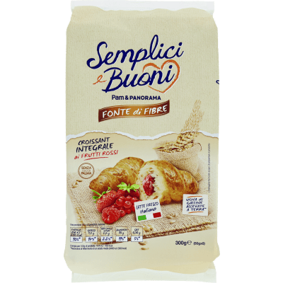 SEMPLICI E BUONI Fonte di Fibre Croissant Integrale ai Frutti Rossi 300g (50gx6)