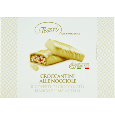 I TESORI Croccantini alle Nocciole Ricoperti di Cioccolato Bianco e Limoncello 200 g