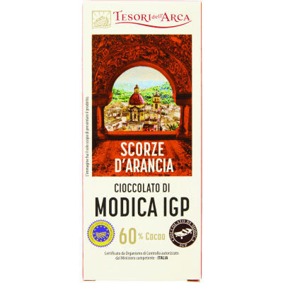 TESORI DELL'ARCA Cioccolato di Modica IGP Scorze d'Arancia 60% Cacao 100 g