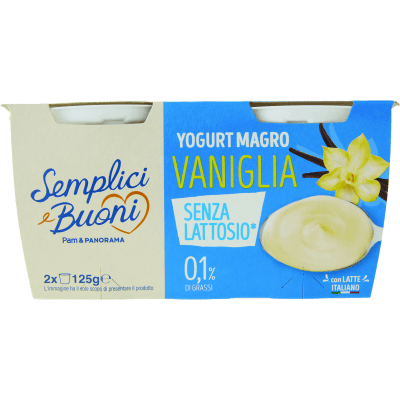 SEMPLICI E BUONI Senza Lattosio Yogurt Magro Vaniglia 2 x 125 g