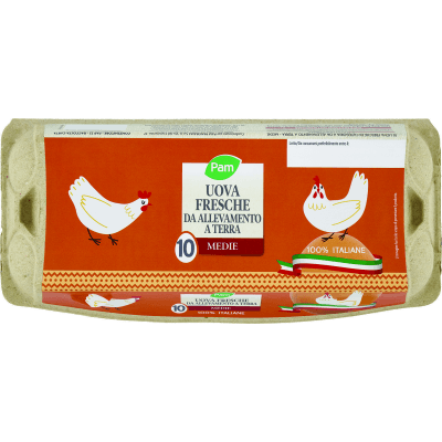 PAM Uova Fresche da Allevamento a Terra Medie 10 pz