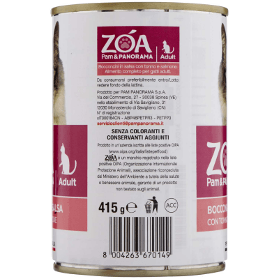 ZOA Adult Bocconcini in Salsa con Tonno e Salmone 415 g – immagine 10