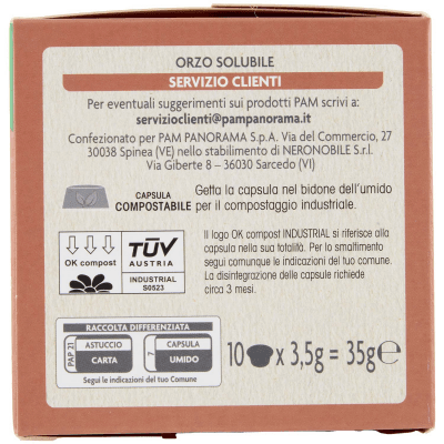 PAM Qualità per te Orzo 10 capsule Compatibili con sistema Lavazza* a Modo Mio* 35g (3,5g x 10) – immagine 10