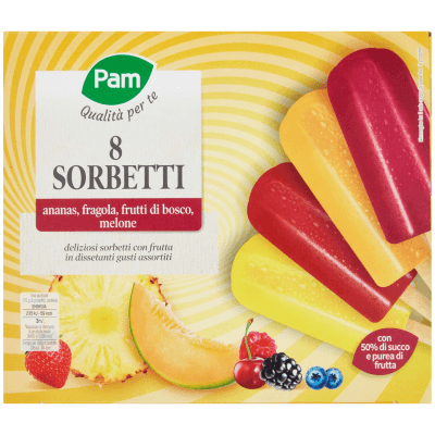 PAM PANORAMA Sorbetti Frutta Frutti di bosco Ananas Fragola Melone 8 x 70 g – immagine 9