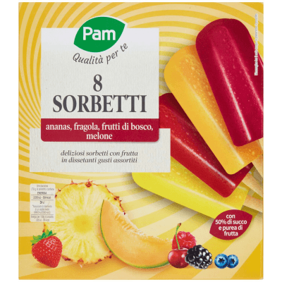 PAM PANORAMA Sorbetti Frutta Frutti di bosco Ananas Fragola Melone 8 x 70 g – immagine 11