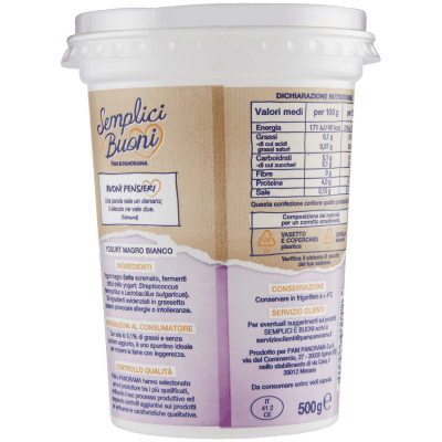 SEMPLICI E BUONI 0,1% di Grassi Yogurt Magro Bianco 500 g – immagine 11