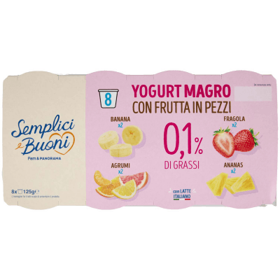 SEMPLICI E BUONI 0,1% di Grassi Yogurt Magro con Frutta in Pezzi 8 x 125 g – immagine 9