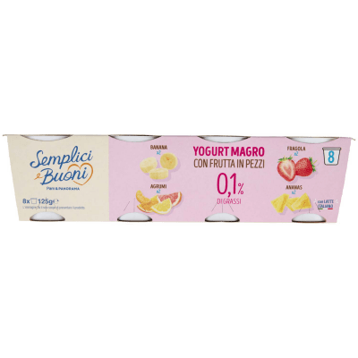 SEMPLICI E BUONI 0,1% di Grassi Yogurt Magro con Frutta in Pezzi 8 x 125 g – immagine 14