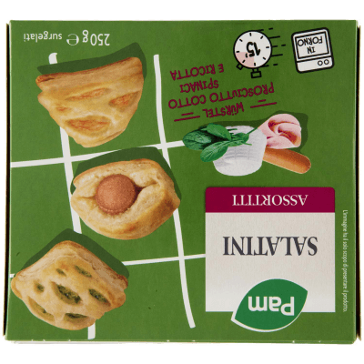 PAM Salatini Assortiti Würstel, Prosciutto Cotto, Spinaci e Ricotta surgelati 250 g – immagine 11