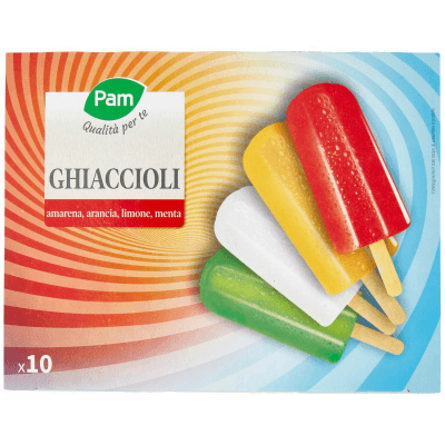 PAM Qualità per te Ghiaccioli amarena, arancia, limone, menta 10 x 70 g Ghiacciolo all'amarena: Ghiacciolo all'arancia: Ghiacciolo al limone: Ghiacciolo al gusto menta: – immagine 9
