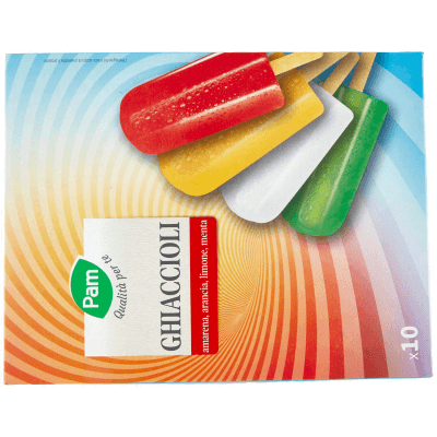 PAM Qualità per te Ghiaccioli amarena, arancia, limone, menta 10 x 70 g Ghiacciolo all'amarena: Ghiacciolo all'arancia: Ghiacciolo al limone: Ghiacciolo al gusto menta: – immagine 11