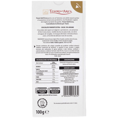 TESORI DELL'ARCA Cioccolato Fondente Extra 78% Cacao Ardente 100 g – immagine 11