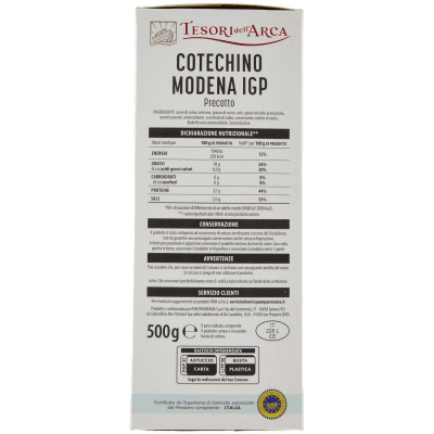 TESORI DELL'ARCA Cotechino Modena IGP Precotto 500 g – immagine 10