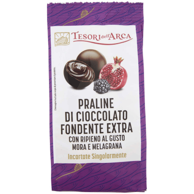 TESORI DELL'ARCA Praline di Cioccolato Fondente Extra con Ripieno al Gusto Mora e Melagrana 90 g – immagine 9