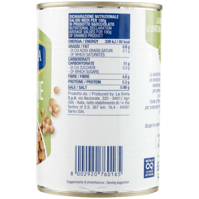 Lenticchie lessate al naturale La Doria 400 g 240 g – immagine 12