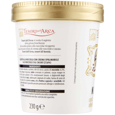 TESORI DELL'ARCA Gelato Nocciola con Crema Spalmabile alle Nocciole e Cacao 230 g – immagine 10