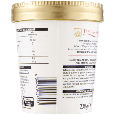 TESORI DELL'ARCA Gelato Nocciola con Crema Spalmabile alle Nocciole e Cacao 230 g – immagine 11