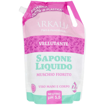 ARKALIA Sapone Liquido Muschio Fiorito Viso Mani e Corpo Ricarica 2 L – immagine 9