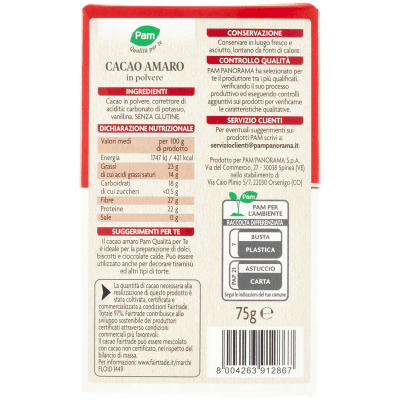 PAM Qualità per te Cacao Amaro in polvere 75 g – immagine 11
