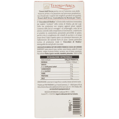 TESORI DELL'ARCA Cioccolato di Modica IGP Scorze d'Arancia 60% Cacao 100 g – immagine 11