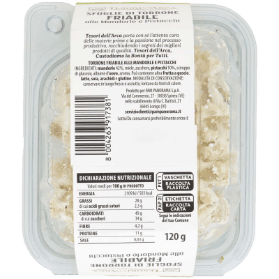 TESORI DELL'ARCA Sfoglie di Torrone Friabile alle Mandorle e Pistacchi 120 g – immagine 11