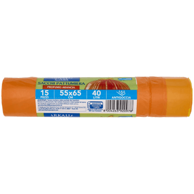 ARKALIA CASA Sacchi Pattumiera Profumo Arancia con Tiretto 55x65 cm 40 Litri Antigoccia 15 pz – immagine 13