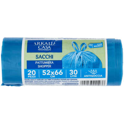 ARKALIA CASA Sacchi Pattumiera Shopper con Manici 52x66 cm 30 Litri Antigoccia 20 pz – immagine 9