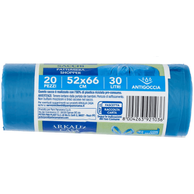 ARKALIA CASA Sacchi Pattumiera Shopper con Manici 52x66 cm 30 Litri Antigoccia 20 pz – immagine 13