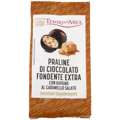 TESORI DELL'ARCA Praline di Cioccolato Fondente Extra con Ripieno al Caramello Salato 90 g – immagine 9