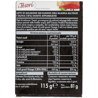 I TESORI Salmone Selvaggio dell'Alaska all'Olio d'Oliva (18%) Gusto Affumicato 115 g – immagine 11