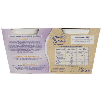 SEMPLICI E BUONI 0,1% di Grassi Pesca e Albicocca Yogurt Magro con Frutta in Pezzi 250g (2x125g) – immagine 11