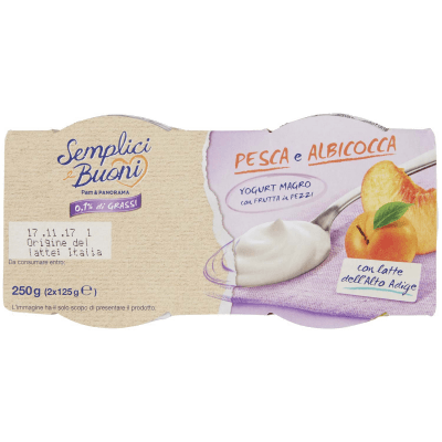 SEMPLICI E BUONI 0,1% di Grassi Pesca e Albicocca Yogurt Magro con Frutta in Pezzi 250g (2x125g) – immagine 13