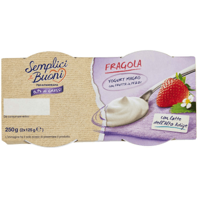 SEMPLICI E BUONI 0,1% di Grassi Fragola Yogurt Magro con Frutta in Pezzi 250g (2x125g) – immagine 13