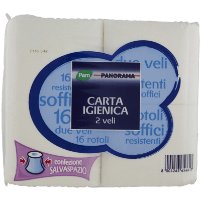 PAM PANORAMA Carta Igienica 2 Veli 16 rotoli salvaspazio – immagine 10