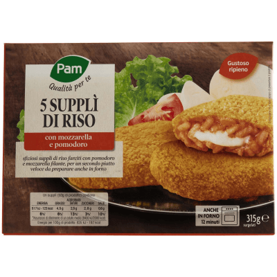 PAM PANORAMA Supplì di Riso con mozzarella e pomodoro surgelati 315g (63g x 5) – immagine 9