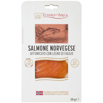 TESORI DELL'ARCA Salmone Norvegese Affumicato con Legno di Faggio 50 g – immagine 9