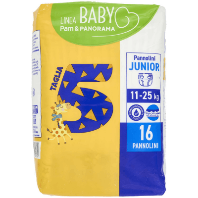PAM PANORAMA Linea Baby Pannolini Junior Taglia 5 11-25 Kg 16 pz – immagine 9