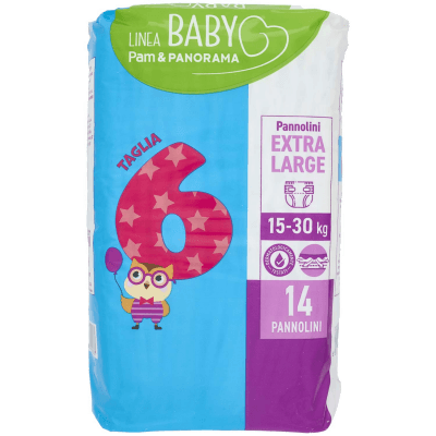 PAM PANORAMA Linea Baby Pannolini Extra Large Taglia 6 15-30 Kg 14 pz – immagine 9