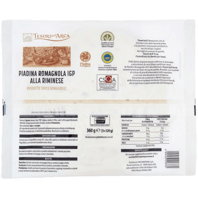 TESORI DELL'ARCA Piadina Romagnola IGP alla Riminese 3 x 120 g – immagine 11