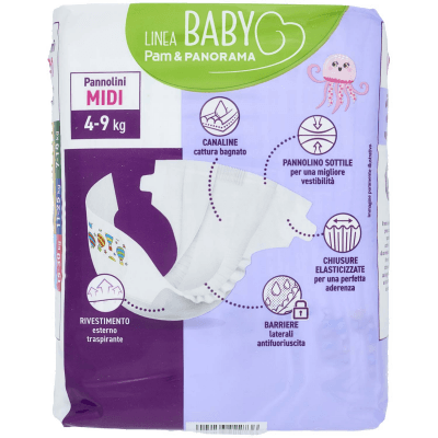 PAM PANORAMA Linea Baby Pannolini Midi Taglia 3 4-9 Kg 20 pz – immagine 11