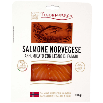 TESORI DELL'ARCA Salmone Norvegese Affumicato con Legno di Faggio 100 g – immagine 9
