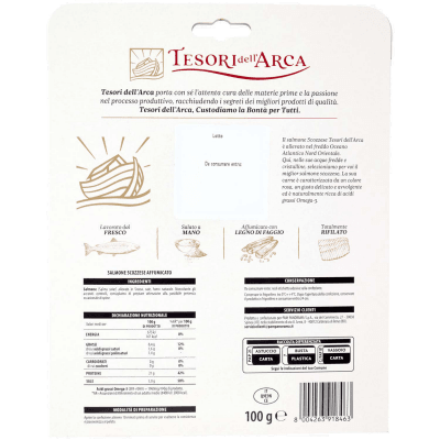 TESORI DELL'ARCA Salmone Scozzese Affumicato con Legno di Faggio 100 g – immagine 11