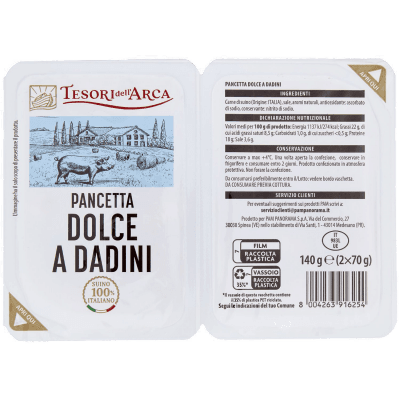 TESORI DELL'ARCA Pancetta Dolce a Dadini 2 x 70 g – immagine 9