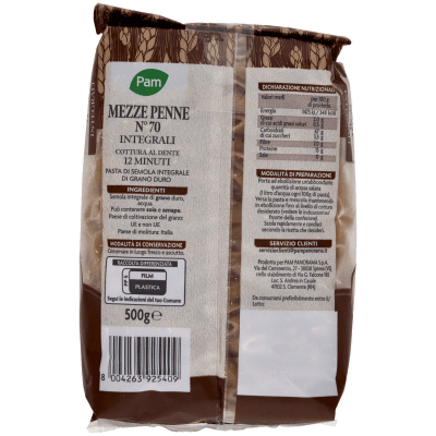 PAM Mezze Penne N° 70 Integrali 500 g – immagine 11