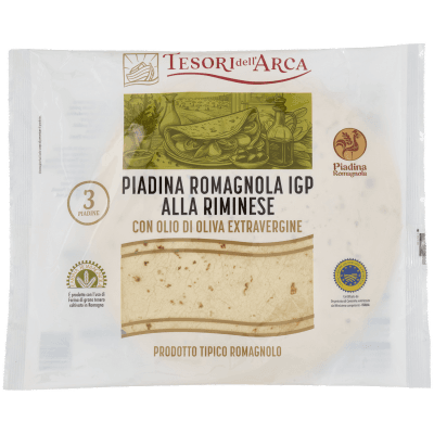 TESORI DELL'ARCA Piadina Romagnola IGP alla Riminese con Olio di Oliva Extravergine 3 x 120 g – immagine 9