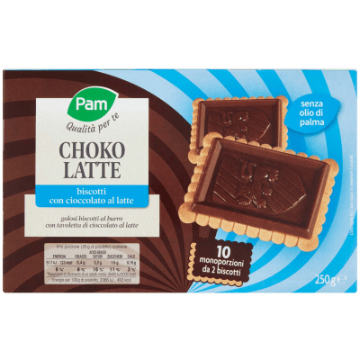 PAM Qualità per te Choko Latte biscotti con cioccolato al latte 250g (25g x 10) – immagine 9