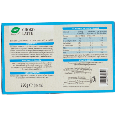 PAM Qualità per te Choko Latte biscotti con cioccolato al latte 250g (25g x 10) – immagine 11